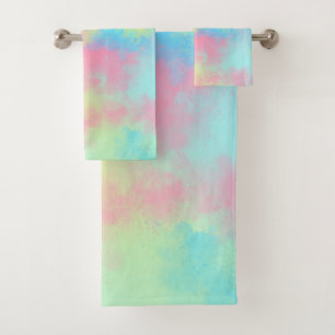 Rainbow Paint Splatter Bath Towel Set