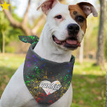 Rainbow Paint Splatter Custom Name Pet Bandana
