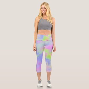 Rainbow Paint Splatter effect Capri Leggings