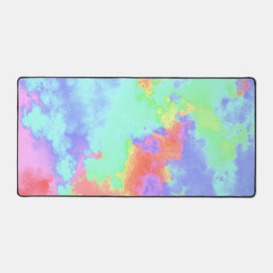 Rainbow Paint Splatter effect Desk Mat