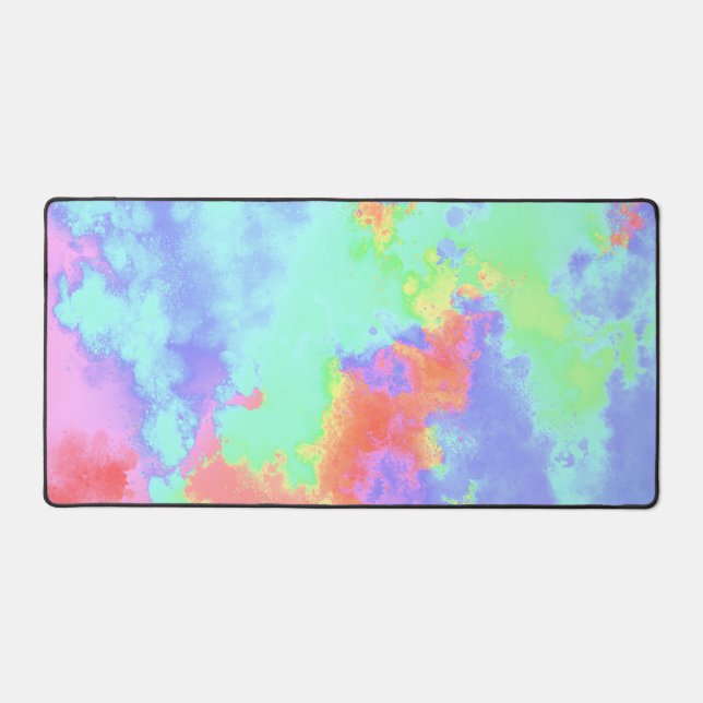 Rainbow Paint Splatter effect  Desk Mat (Front)