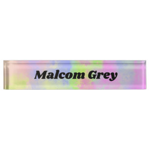 Rainbow Paint Splatter effect Desk Name Plate