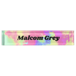 Rainbow Paint Splatter effect Desk Name Plate