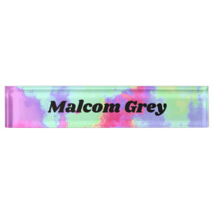 Rainbow Paint Splatter effect Desk Name Plate