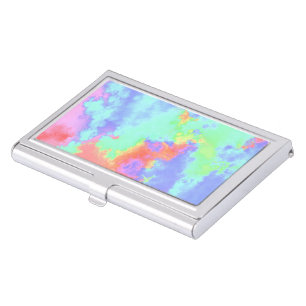 Rainbow Paint Splatter Effect Green Blue Orange Business Card Case