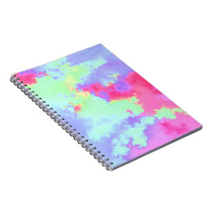 Rainbow Paint Splatter effect green Pink Blue Notebook