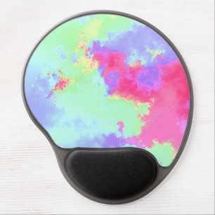 Rainbow Paint Splatter effect Green Pink Gel Mouse Pad