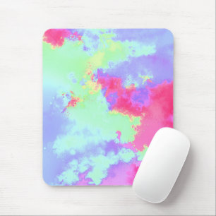 Rainbow Paint Splatter effect Pink green Mouse Pad