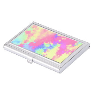Rainbow Paint Splatter Effect pink yellow blue Business Card Case