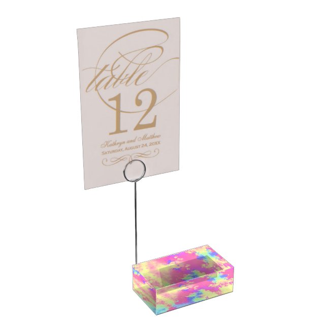 Rainbow Paint Splatter effect  Place Card Holder (Corner)