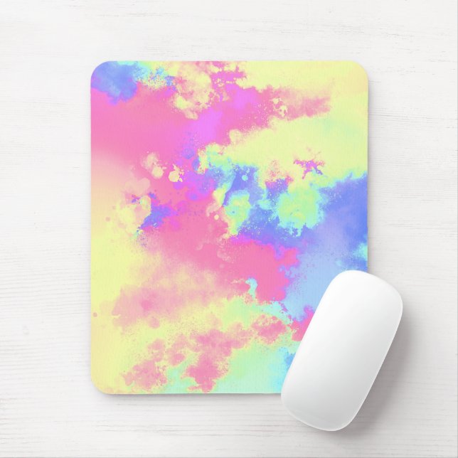 Rainbow Paint Splatter effect yellow green  Mouse Pad (With Mouse)