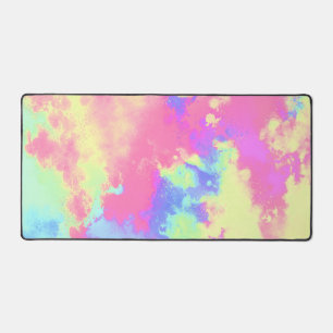 Rainbow Paint Splatter effect yellow  pink Desk Mat