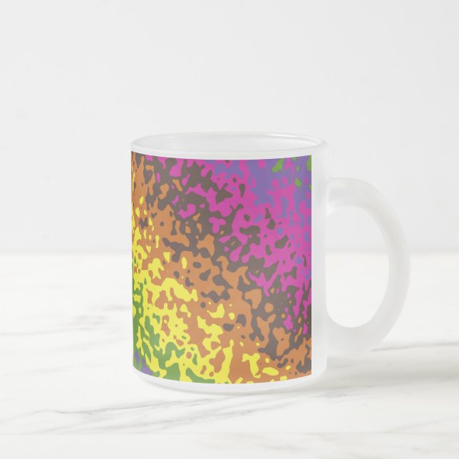 Rainbow Paint Splatter Hippie Earth Tones Abstract Frosted Glass Coffee Mug (Right)