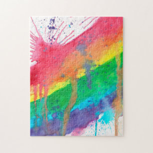 Rainbow Paint Splatter Jigsaw Puzzle