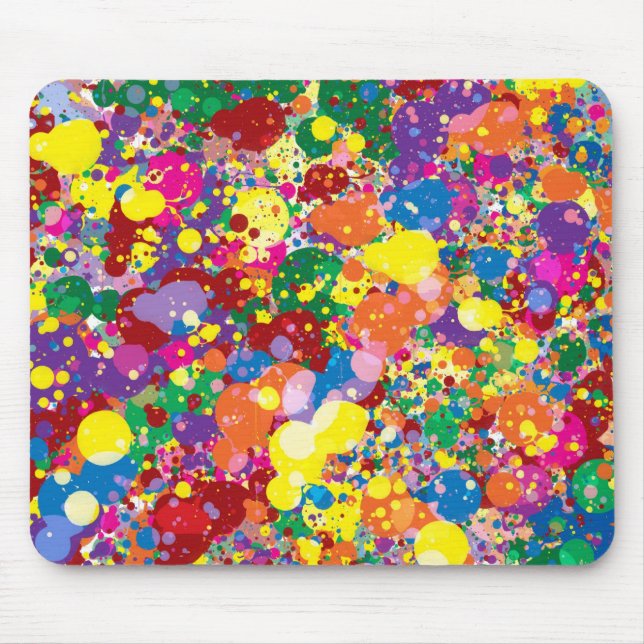 Rainbow Paint Splatter Mouse Pad (Front)