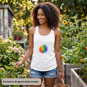 Rainbow Paint Splatter Tank Top