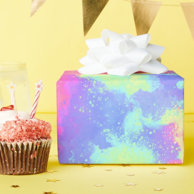 Rainbow  Paint Splatter  Wrapping Paper (Birthday Party)