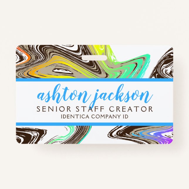rainbow paint strokes COMPANY ID BADGE (Front)