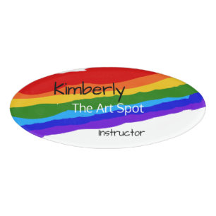 Rainbow Paint Strokes Personalized Name Tag