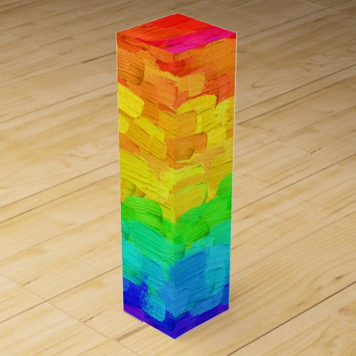 Rainbow Paint Strokes Wine Box