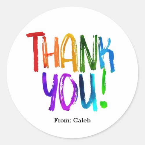 Rainbow Paint Thank You Birthday Party Favor Classic Round Sticker