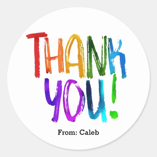Rainbow Paint Thank You Birthday Party Favor Classic Round Sticker (Front)