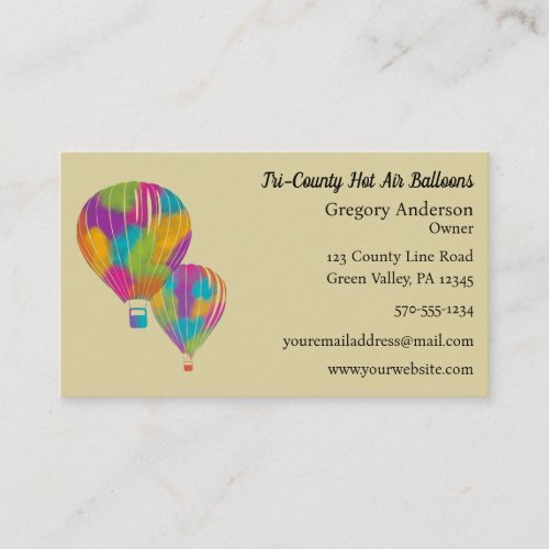 Rainbow Painted Hot Air Balloons Custom Business Card