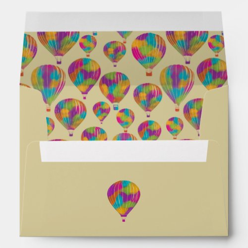 Rainbow Painted Hot Air Balloons Custom Wedding Envelope