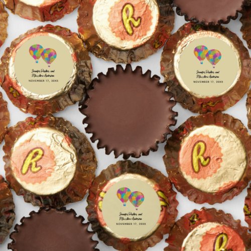 Rainbow Painted Hot Air Balloons Custom Wedding Reeses Peanut Butter Cups