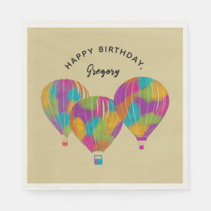 Rainbow Painted Hot Air Balloons Personalized Napkins