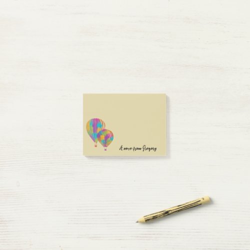 Rainbow Painted Hot Air Balloons Personalized Post_it Notes