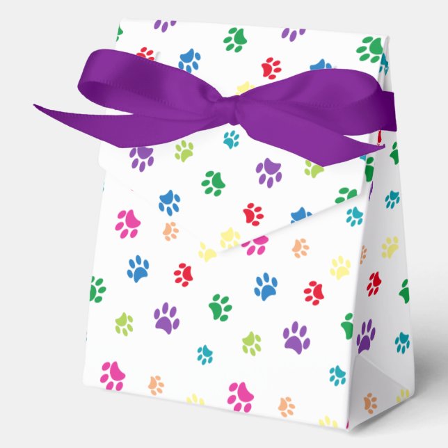 Rainbow Painted Paw Prints Favor Boxes (Front)