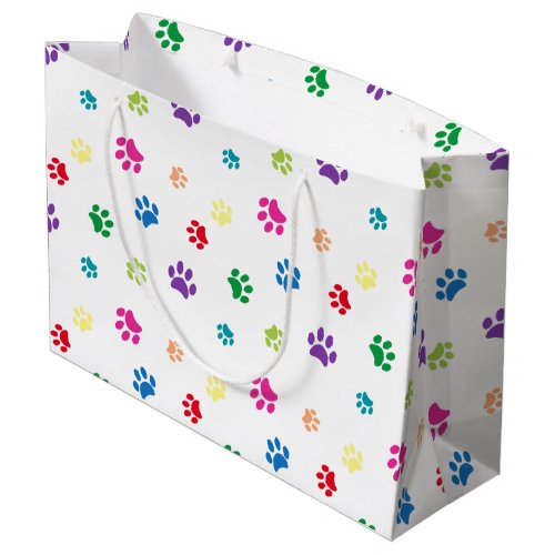 Rainbow Painted Paw Prints Large Gift Bag