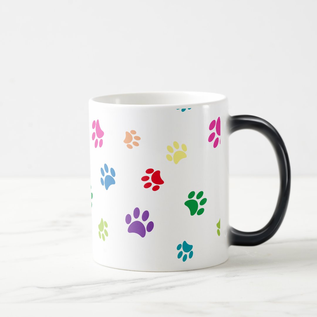 Rainbow Painted Paw Prints Magic Mug | Zazzle