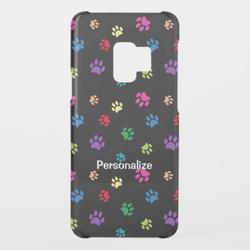 Rainbow Painted Paw Prints on Black Uncommon Samsung Galaxy S9 Case