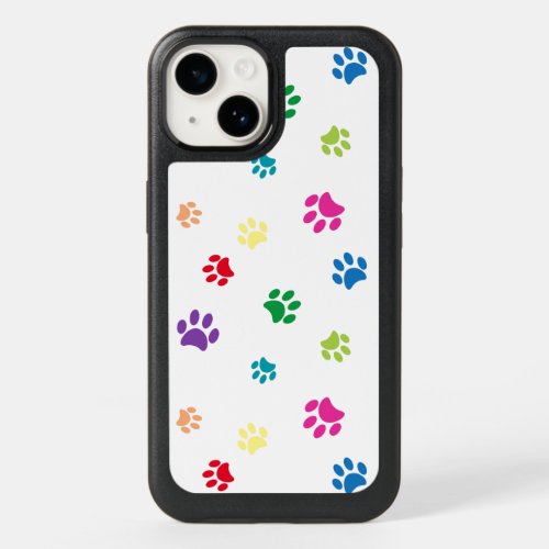 Rainbow Painted Paw Prints OtterBox iPhone 14 Case