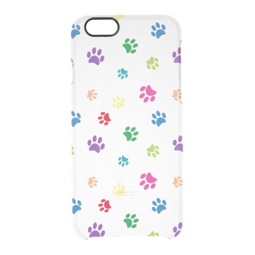 Rainbow Painted Paw Prints Clear iPhone 66S Case