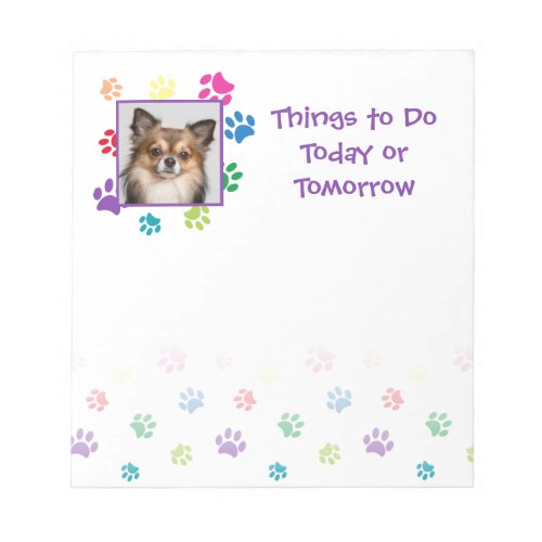 Rainbow Painted Paw Prints with Photo Insert Notepad
