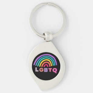 Rainbow painted with LGBTQ lettering Keychain
