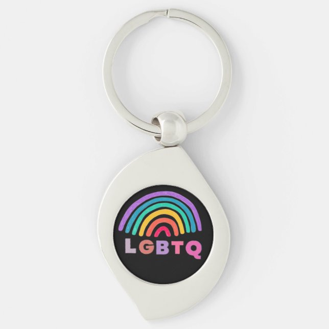 Rainbow painted with LGBTQ lettering Keychain (Front)