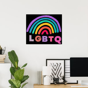 Rainbow painted with LGBTQ lettering Poster