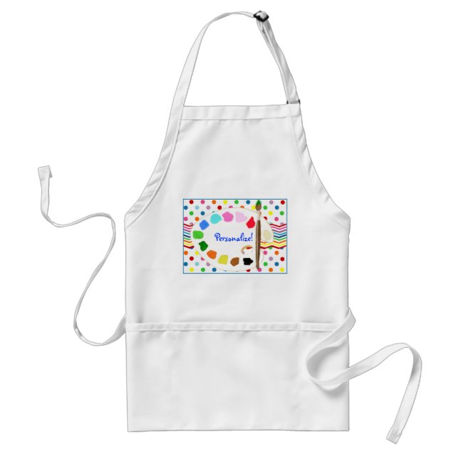 Rainbow Painting Art Party Adult Apron (Front)