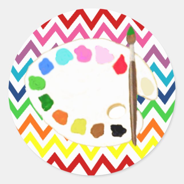 Rainbow Painting Art Party Classic Round Sticker (Front)