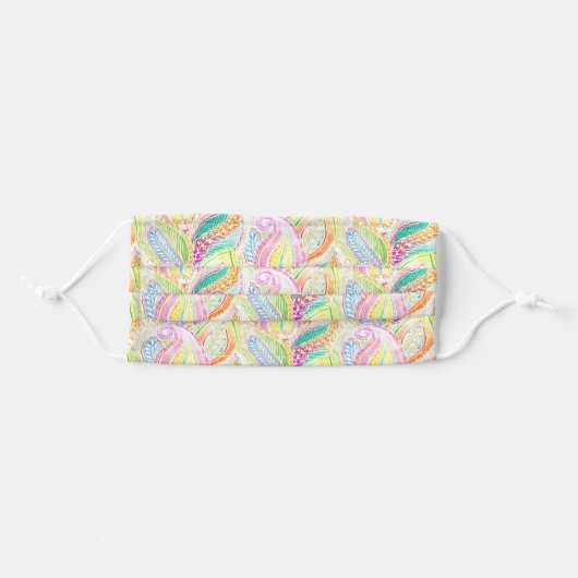 Rainbow Paisley Pattern Abstract Floral Adult Cloth Face Mask (Front, Folded)