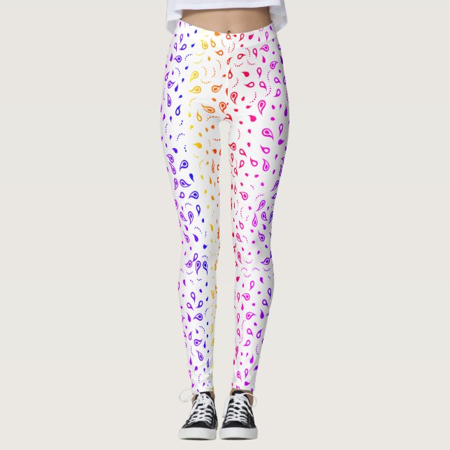 Rainbow Paisley Print Leggings (Front)