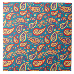 Rainbow Paisley Retro Pattern Tile