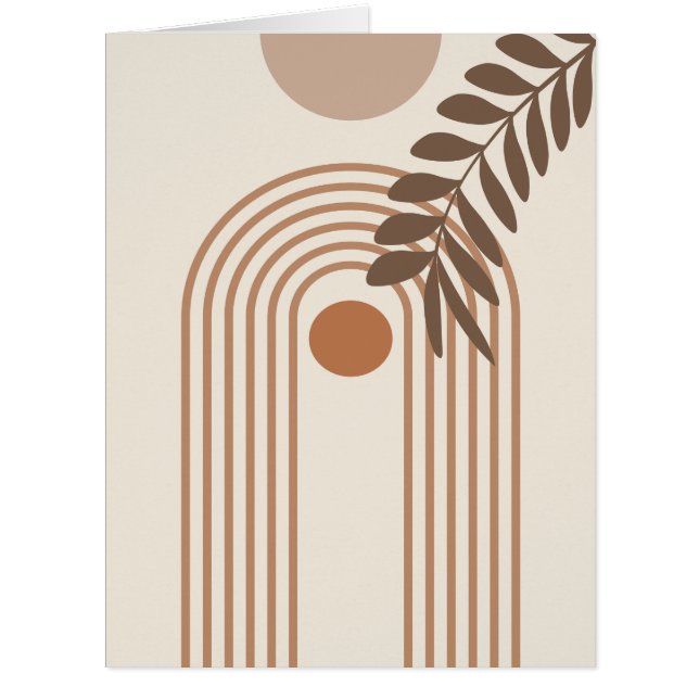 Rainbow Palm Leaf Sun, Boho Abstract Geometric Art Cards (Front)