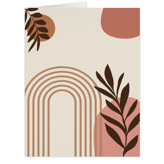 Rainbow Palm Leaf Sun, Boho Abstract Geometric Art Cards (Front)