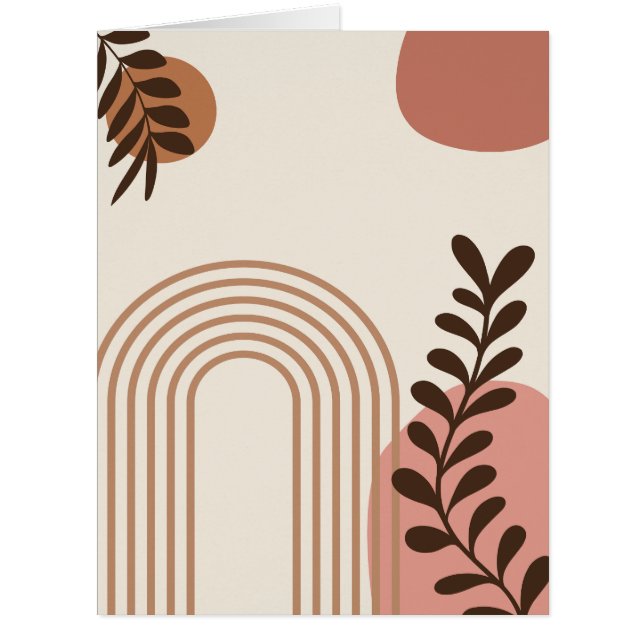 Rainbow Palm Leaf Sun, Boho Abstract Geometric Art Cards (Front)