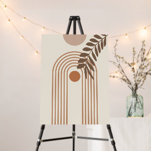Rainbow Palm Leaf Sun, Boho Abstract Geometric Art Foam Board